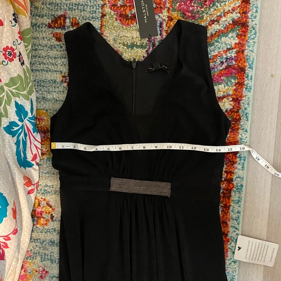 NWT Halston Heritage Jewel Waist Crepe Black Evening Gown SZ 4 - Picture 11 of 15